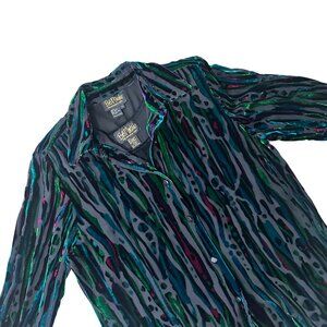 Vintage Bob Mackie Wearable Art Velour Burnout Animal Print Shirt Set 1990s Med